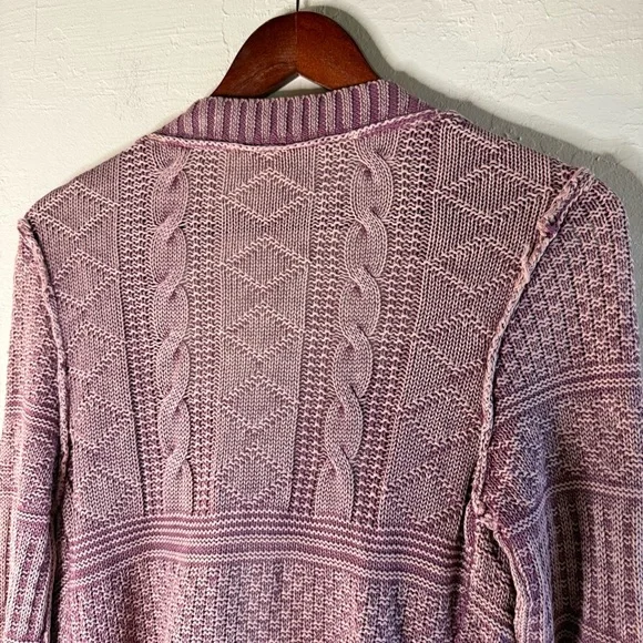 Free People All Washed Out Knit Cardigan Asymmetrical Hem Open Front Size Small - Picture 9 of 11